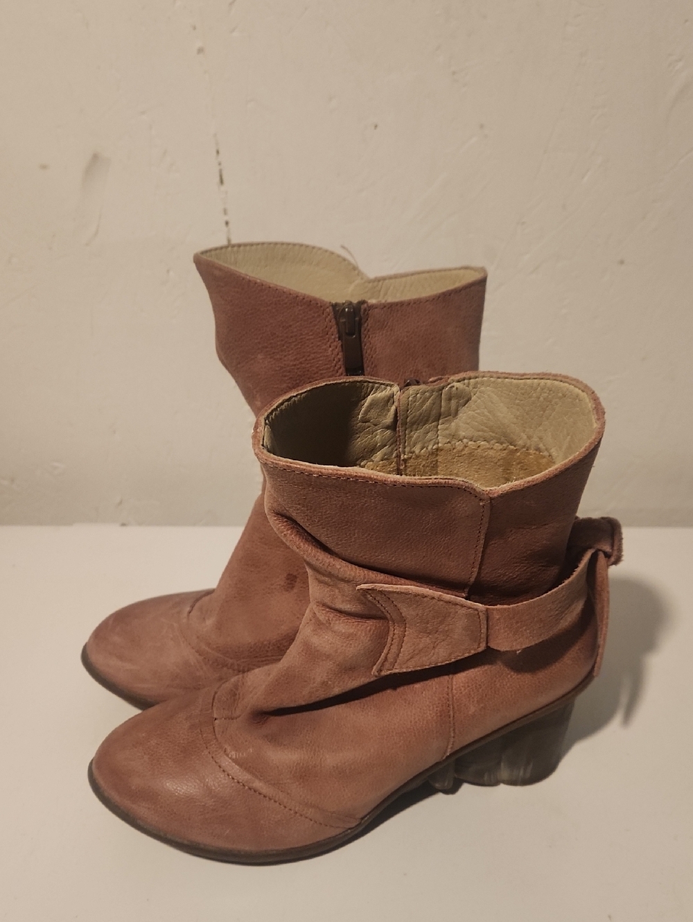 El Naturalista Dusty Pink/Salmon Leather Mid-Calf Heeled Boot - Picture 2 of 8